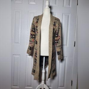 Northern Angel Aztec Print Multicolor Knit Long Cardigan Sweater